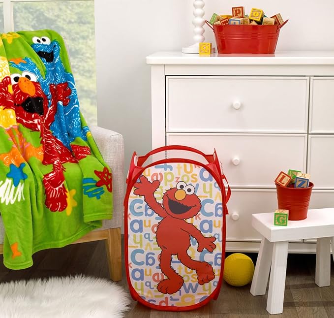 Sesame Street Elmo Pop Up Hamper - Mesh Laundry Basket/Bag with Durable Handles