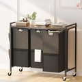 Laundry Hamper, Laundry Basket, Laundry Sorter with Top Shelf & 3 Removable Washable Bags & Side Pockets for Laundry Room organization, Bathroom and Dorm, Rustic Brown and Black