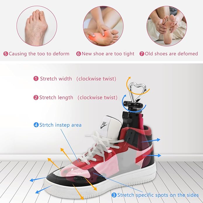 JJDPARTS Shoe Stretcher Women Men, Boot Stretcher Women, Adjustable Unisex Shoe Boot Stretcher Wide Feet