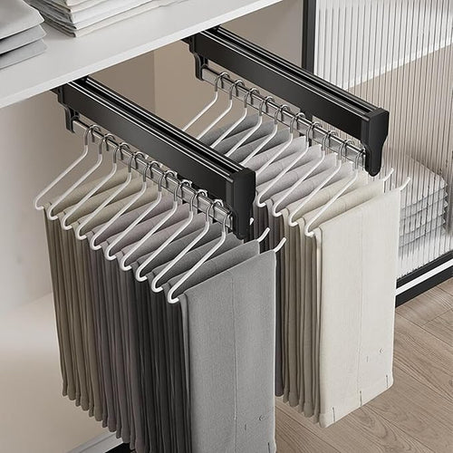 Valet Rod for Closet Pull Out, Adjustable Heavy Duty Steel Clothes Storage Hanger Rack Bar for Pants Coats (497mm19.6inch)