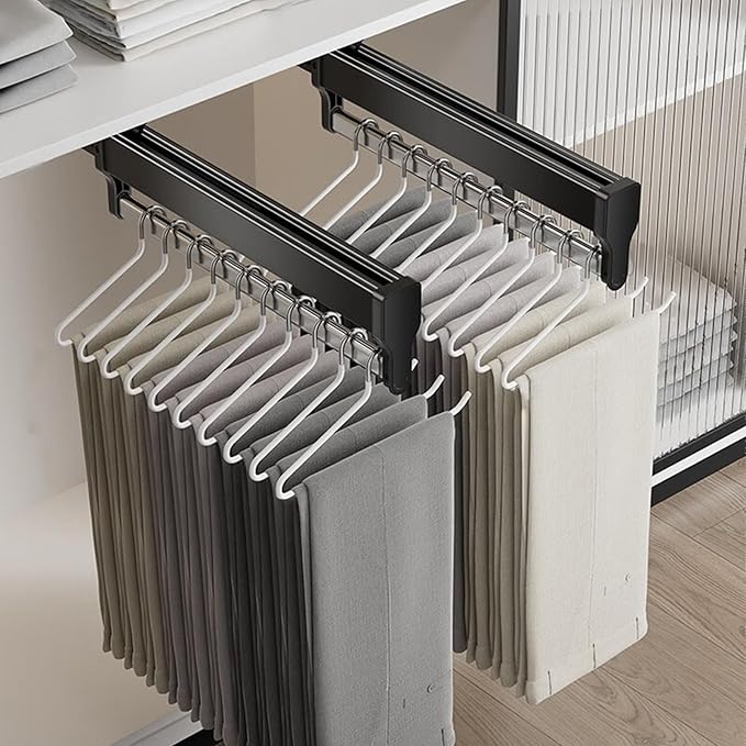 Valet Rod for Closet Pull Out, Adjustable Heavy Duty Steel Clothes Storage Hanger Rack Bar for Pants Coats (292mm/11.5inch)