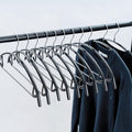 16.5 Inch Black No Shoulder Bumps No Mark Non-Slip Rubber Coated Contour Meta Hanger for Sweater T-Shirt Suit Coat Uniform with Pants Bar Pack of 20
