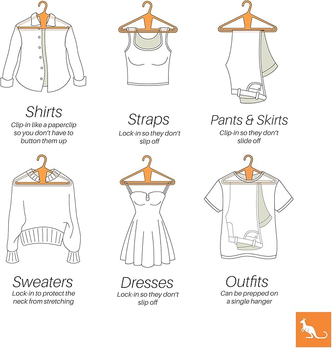 Kangaroo™ 100% Recycled High-Strength Clothing Hanger, Pants, Shirt, Suit, Coat - Patented, Heavy Duty, Non-Slip, Hangeroo - Includes Hacks, Tips, Tricks Booklet – Made in USA (Oatmilk 30-Pack)