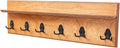 Rustic Wall Mounted Coat Rack with Shelf Wooden Entryway Organizer with 5 Metal Hooks for Coats Hats Towels Keys Floating Storage Shelf for Bathroom Bedroom (Oak, 20 inch (4 Hooks))