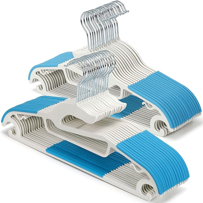 Tinfol 15PC Plastic Space Saving Clothes Hangers, Dry Wet Hangers with Non-Slip Pads - Heavy Duty Suit Hanger Perfect for Cloth Underwear Pants Shirts and Sweaters