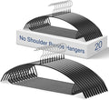 Black Hangers 20 Pack - No Shoulder Bump Non-Slip Rubber Coating Contour Metal Hangers for Sweaters, Coats & Clothes, 15 lbs Weight Capacity, Non-Slip, 16.5 Inch