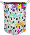 Colorful Football Laundry Basket, Toybox for Boys Room, Kids Laundry Basket Hamper Waterproof Collapsible Clothes Toys Storage Bin Organizer for Bedroom Bathroom Boys Room Dorm