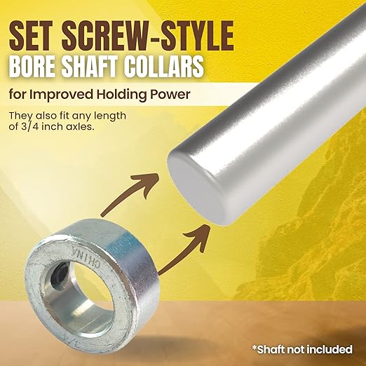 (4-Pack) 3/4” Bore Solid Steel Shaft Collars with Zinc Plated Coating - Durable Shaft Collars Suitable for Machinery and Industrial Use