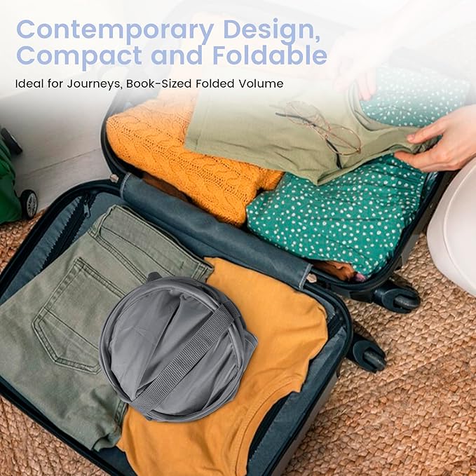 HOUSE AGAIN Upgraded Pop Up Hampers for Laundry, Collapsible Laundry Basket with Durable Handles & High Carbon Steel Frame, Wide Opening, Solid Bottom and Side Pocket for Clothes and Storage(Grey)