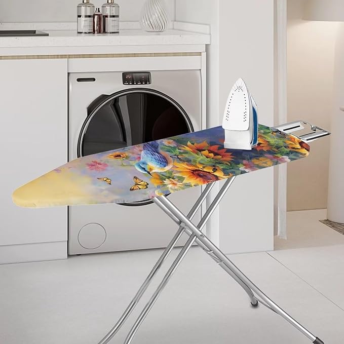 GLENLCWE Sunflower Hummingbird Ironing Board Cover Fits All Standard Sizes,Heavy Duty Iron Board Cover Replacement Thick Iron Board Protector with Elastic Edge and Hook and Loop
