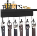 Belt Hanger Organizer for Closet, Wall Mount Belt Rack, Wooden Belt and Tie Organizer for Stores and Displays Mens Accessories (Length 9.8”) Black-Belts