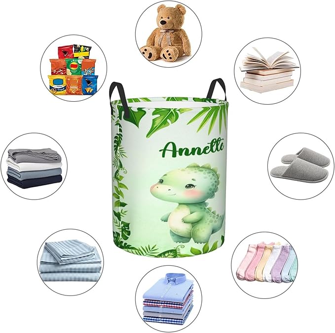 Personalized Dinosaur Laundry Basket For Baby Kids Boys Girls Adult Custom Hamper Basket With Name For Bathroom Bedrooms Collapsible Baby Laundry Basket, Dirty Clothes Hamper With Handles