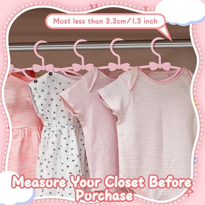 100 Pack Pink Baby Hangers Plastic Baby Nursery Closet Hangers Non-Slip Laundry Infant Hanger for Newborn Toddler Clothes,Ultra-Thin