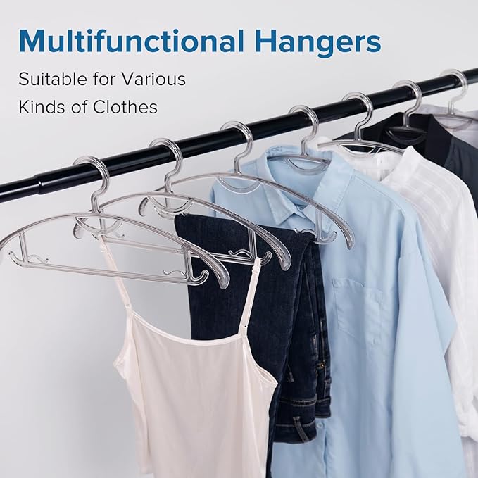 Donext Clear Plastic Hangers, 16" Heavy Duty Clothes Hangers, Durable Closet Hanger for Shirt, Coat and Dress(15 Pack)
