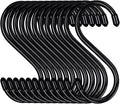 HiGift 24 Pack 5 Inch Large S Hooks for Hanging Plants, Black Vinyl Coated, Non Slip Heavy Duty, Metal Rubber Coated Closet Hooks for Jeans, Pot, Pan, Cups, Clothes