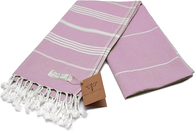SMYRNA TURKISH COTTON Classical Series Turkish Hand Towels Set of 2, 18x30 inch, Decorative Turkish Hand Towels for Bathroom, Kitchen, Face, Hair, Tea, Yoga, Gym, Dishcloth Set of 2, Blush Pink