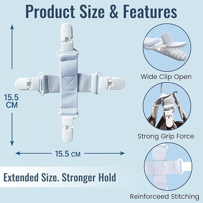 Bed Sheet Detangler 2 Pack–Reduces Laundry Tangling, Twisting & Knotting in Washer & Dryer–Keeps Bed Sheets, Duvet Covers & Blankets from Wadding–Saves Time & Wrinkles (White)