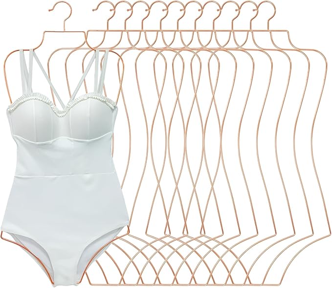 Body Shape Swimsuit Bikini Hanger Wire Display Hangers for Lingerie Bathing Suits Swimwear Clothes Coat (20, Rosy Gold)