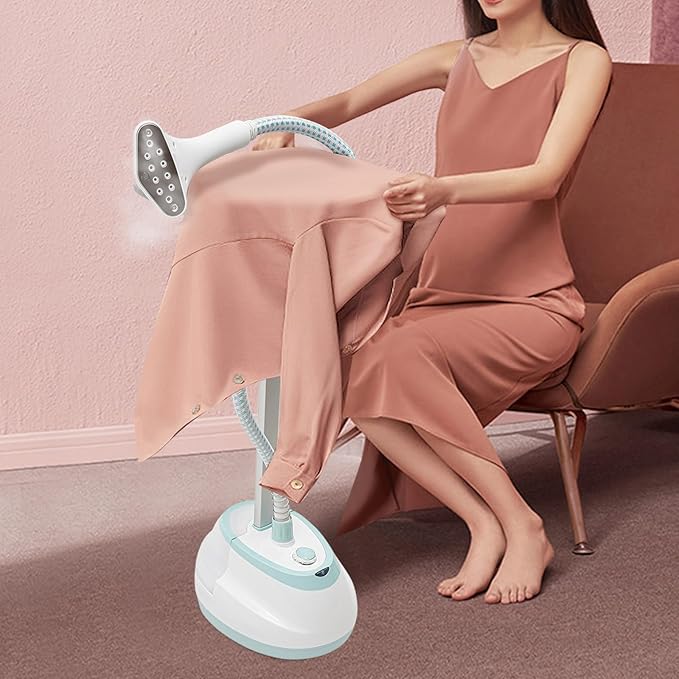 Standing Garment Steamer,Steamer for Clothes,1350W Fabric Steamer Standing Clothes Steamers with Ironing Board, Adjustable Rod & 1.6L/0.42gal Water Tank Wrinkle Remover Heats in 45 Seconds (White)