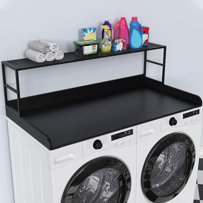 GDLF Washer Dryer Countertop Laundry Guard with Shelf, 27.55" Depth x 54" Width, Laundry Room Organization