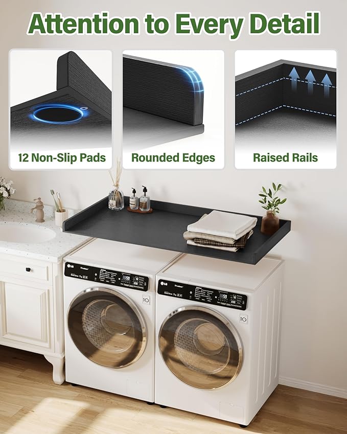 Premium-Grade HDPE Washer and Dryer Countertop 54"x27.5" – Waterproof washer dryer topper for Laundry Room Organization, Durable laundry countertop for Folding Clothes, Sorting, Extra Storage