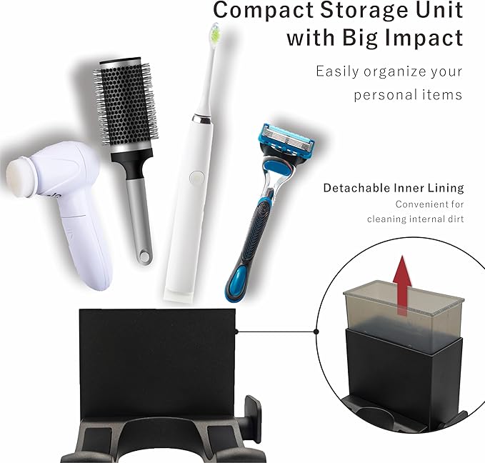 Hair Dryer Holder Wall Mounted with Self Adhesive, Mg-Al Alloy Blow Dryer Holder Compatible with Dyson Supersonic, Shark, Hair Dryer Organizer for Bathroom, Vanity, Bedroom (Black)