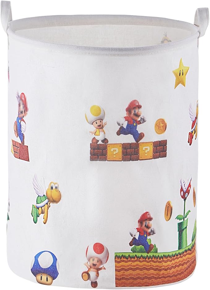 Super Storage Basket,Baby Laundry Large Hamper,Waterproof Nursery Bedroom Decor,Brothers Dirty Clothes Basket for Kids,Boys and Girls Birthday Gift Bag Bathroom Set Toy Bin(White,Round)