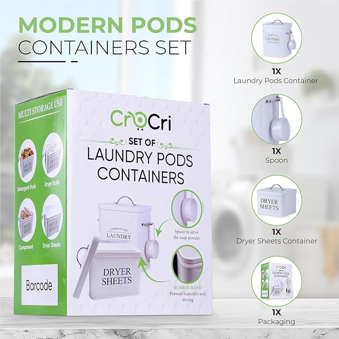 2 Pack Laundry Detergent Container and Dryer Sheet Holder Dispenser with hermetic seal,Farmhouse Laundry Room Organization Containers, Large Metal Laundry Detergent Powder Storage with Scoop