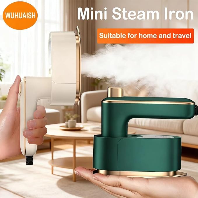 Portable steam iron, mini steam iron, 180° rotating handle, anti-scald base, fast heating, button control out of the mist, suitable for travel, home, dormitory and other scenes. (01 White)