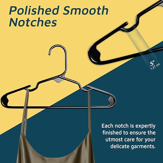 Lifemaster Plastic Kids Clothes Hanger – Children Clothes Hanger with Shoulder Notch, 11.6 Inch Space-Saving Closet Organizer for Baby, Toddler, and Kids Clothing, Hold Up to 5 lbs, Pack of 10, Black
