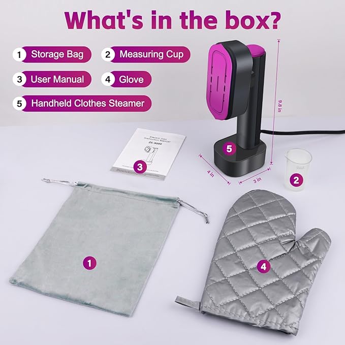 Portable Travel Steamer for Clothes & Steam Iron, 1200W Fast Heat, 6 Fabric Modes with LED Display, 190ml Tank, 2-in-1 Handheld Garment Steamer, 120V