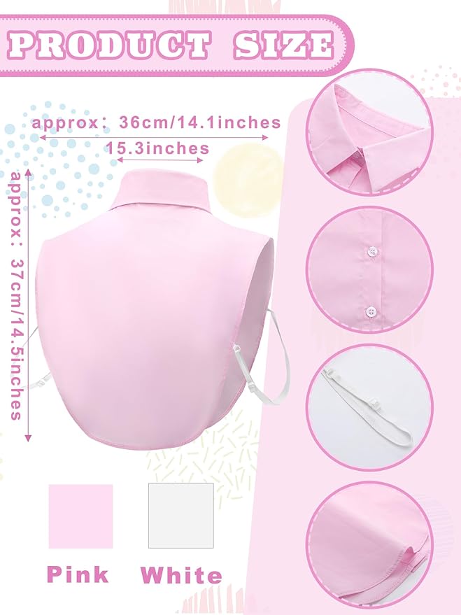 Tatuo 2 Pieces Fake Collar Detachable Collar for Women Shirts Dickey Half False Blouse Dickey
