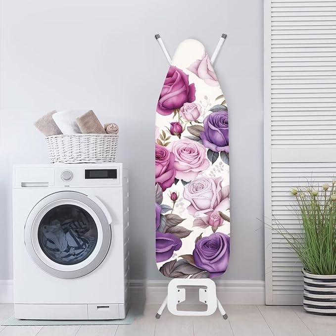 Floral Ironing Board Cover and Pad 15x54 Inch, Iron Board Cover with Padding, Iron Board Cover Large Fits All Standard Sizes, Scorch Resistant, Extra Thick Covers with Elastic Edge
