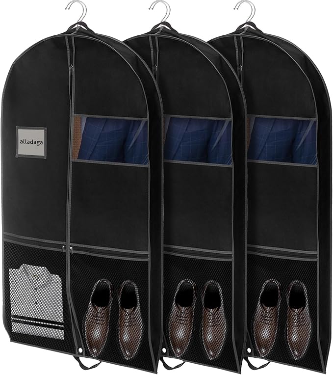 3 Pack 43" Garment Bag Suit Bag Garment Bags for Travel Duffle Bags for Hanging Clothes Storage Bag Carry on Garment Bag, Ideal for Wardrobes, Blazers, Dresses, Coats