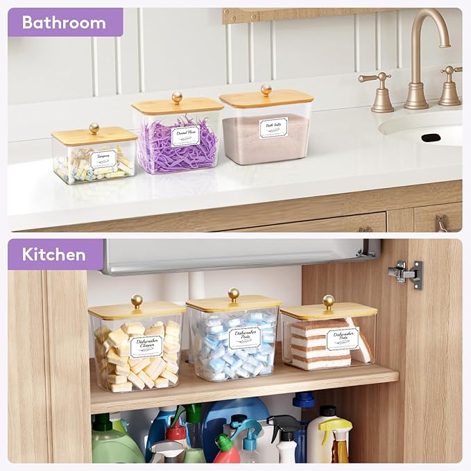 Lifewit Laundry Pods Container with Lid, Dryer Sheet Holder, Room Organization Storage for Coffee Pods Kcup Washing Powder, Scent Booster Beads, 2000 ml/0.53gal，Natural,1 Pcs
