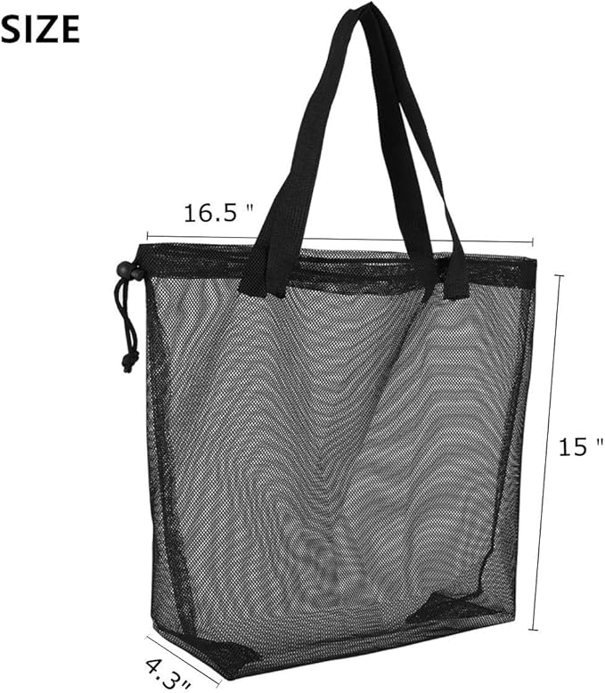 4Pieces Cute Mesh Pool Tote Bags,Mesh Beach Bags With Drawsting For Swim,Travel,Party