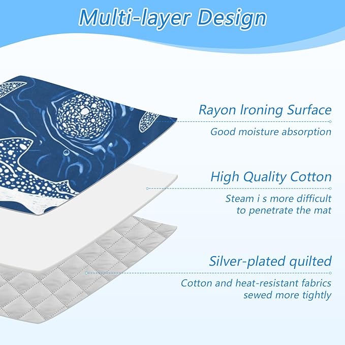 Ironing Mat &Pad Magnetic Heat Resistant Pads Portable Travel Ironing Blanket Ironing Board Covers 27.6x47.2Inches Batik Whale Sharks Bubble12