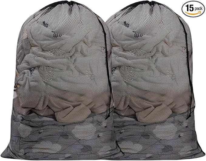 2 Pack 23x34 Inch Mesh Laundry Bags with Drawstring Closure | Large Mesh Wash Bag for Storage,Dorm,Travel,Family Use (Black)