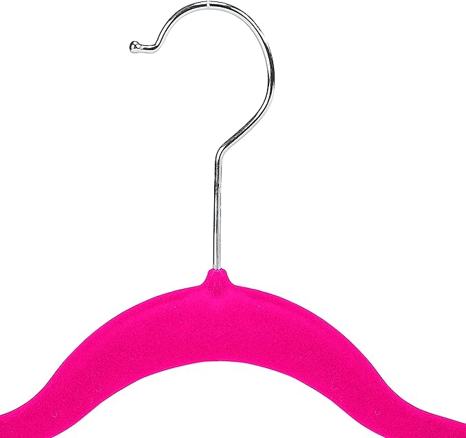 Simplify 24 Pack Velvet Hangers with Clips | Skirt and Pants | Slim Space Saving | Closet Organization | Non-Slip | Prevent Creases | Swivel Neck | Durable | Fuchsia