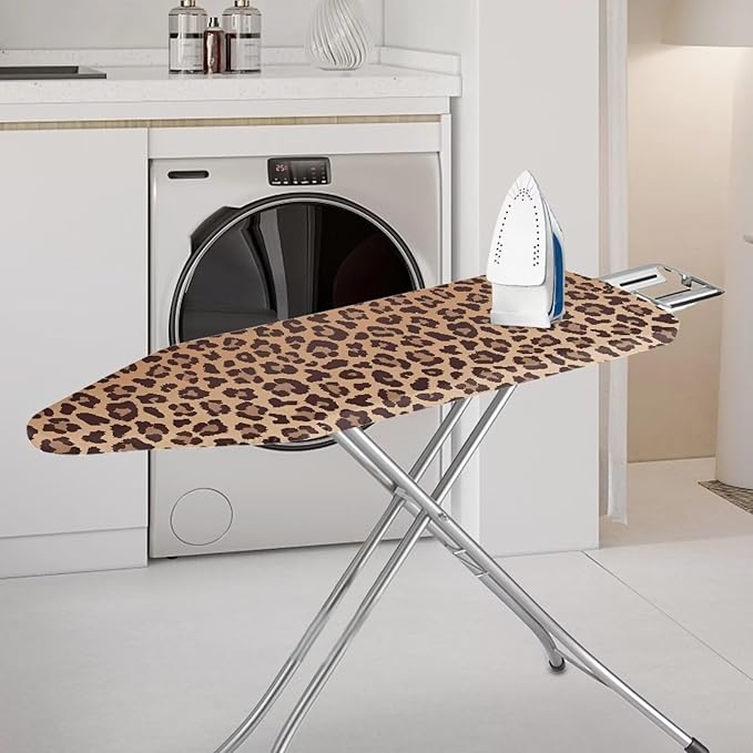 Ironing Board Cover Stain Resistant Ironing Accessories with Elastic Edge Thick Iron Cover for Ironing Ventilate Table Top Ironing Board Cover-Leopard
