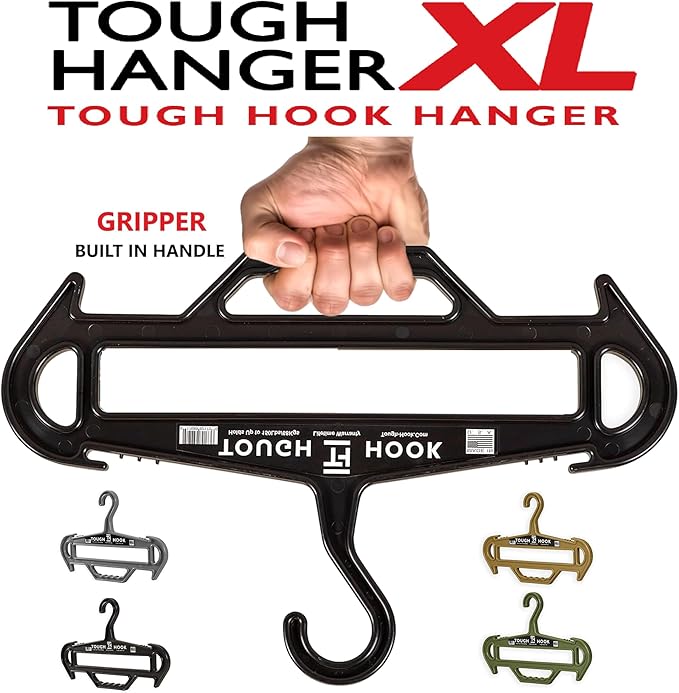 Tough Hanger XL - A Beast of a Hook – USA Made ABS Resin, X-Large | Police Gear, Scuba Gear & Dive BCD – 180-lb Cap Wetsuit DuraResin with Built in Carry Handle, The Indestructible Hanger, 2 Foliage