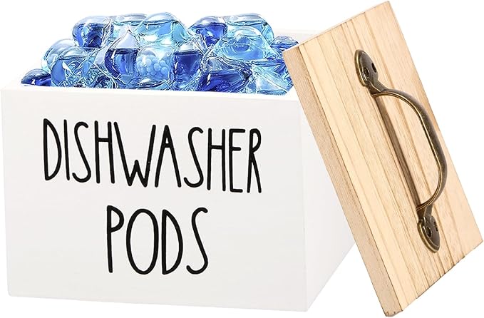 Dishwasher Pod Container with Lid, Laundry Detergent Pods Storage Container, Dryer Sheet Holder, Dishwasher Pod Storage Container, Detergent Pods Container for Laundry Room (White)
