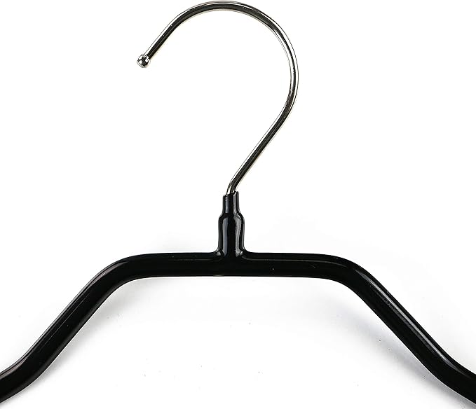Mawa by Reston Lloyd BodyForm Series Non-Slip Space-Saving Extra Wide Clothes Hanger For Jackets, Suits & Coats, Style 46/L , Set of 6, Black