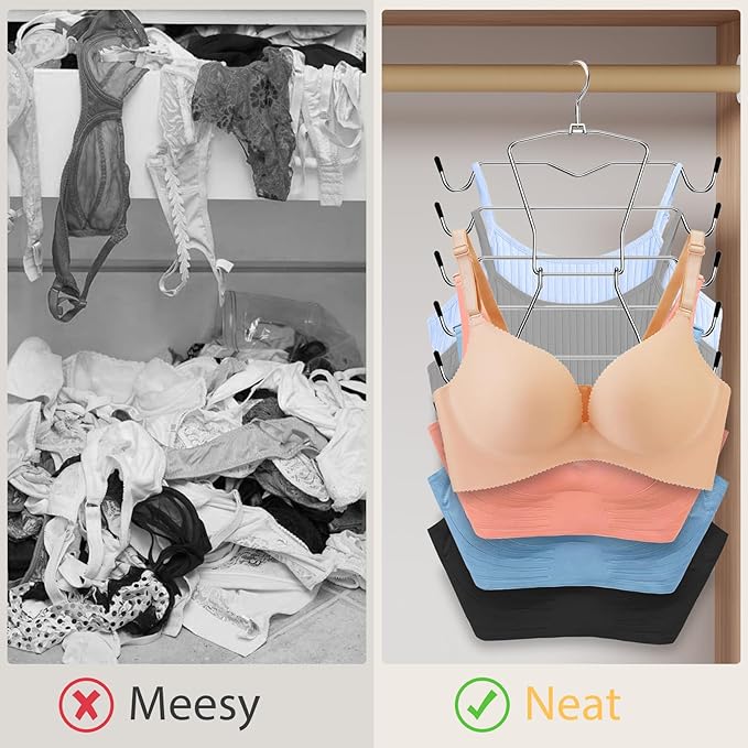 Tank Top Hangers Space Saving,Hanging Closet Organizer,6 Tiers Bra Hangers with 360° Swivel Hook,Closet Organizers and Storage,Dorm Room Essentials for Girls-6 Pack