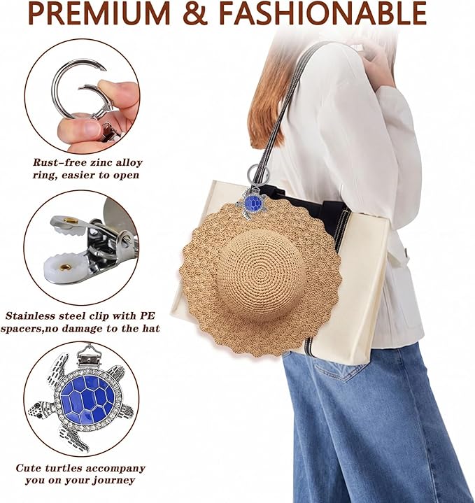 2Pcs Hat Clip for Travel on Bag - Turtle Beach Cruise Essentials Accessory for Handbag Backpack Luggage Purse Travel