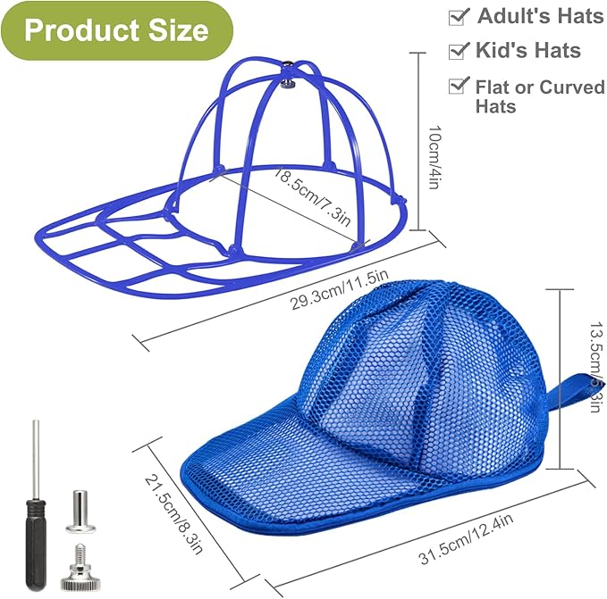 Hat Washer Cage, Foldable Hat Washer for Baseball Caps/Keep shape/Suitable for Adult & Kid's/Home Storage & Portable for Travel/Black