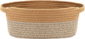 Woven Basket,Small Rope Storage Bin with Handles & Ribbon Bag, Organizer for Shelves Closets,Gift Basket Empty for Birthday,Books,Dog Toys, Jute&Brown