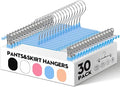 HUADYMEET 30 Pack 12Inch Pants Hangers with Clips,Metal Trouser Hanger for Jeans.Space Saving Skirt Hangers Heavy Duty Non-Slip Adjustable Clothes Shorts Hanger for Women,Men,Sky Blue