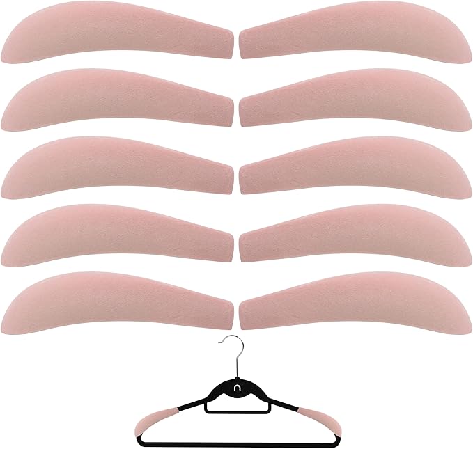10pcs Velvet Hanger Shoulder Pads Forms Shapers, Non-Slip Cute Flocking Protectors Cushion, ONLY for Velvet Hangers with 0.18-0.2" Thickness, for Home Hotel Dorm Closet Wardrobe Accessories