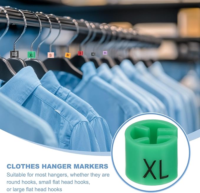 PATIKIL 100 Pcs Clothes Hanger Markers, XL Size Tags Fit 3mm Rod Garment Size Hanger Clips Color Coding Label for Clothing Hangers, Green